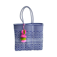 Large - Preppy Tile Navy / White Citron Tote