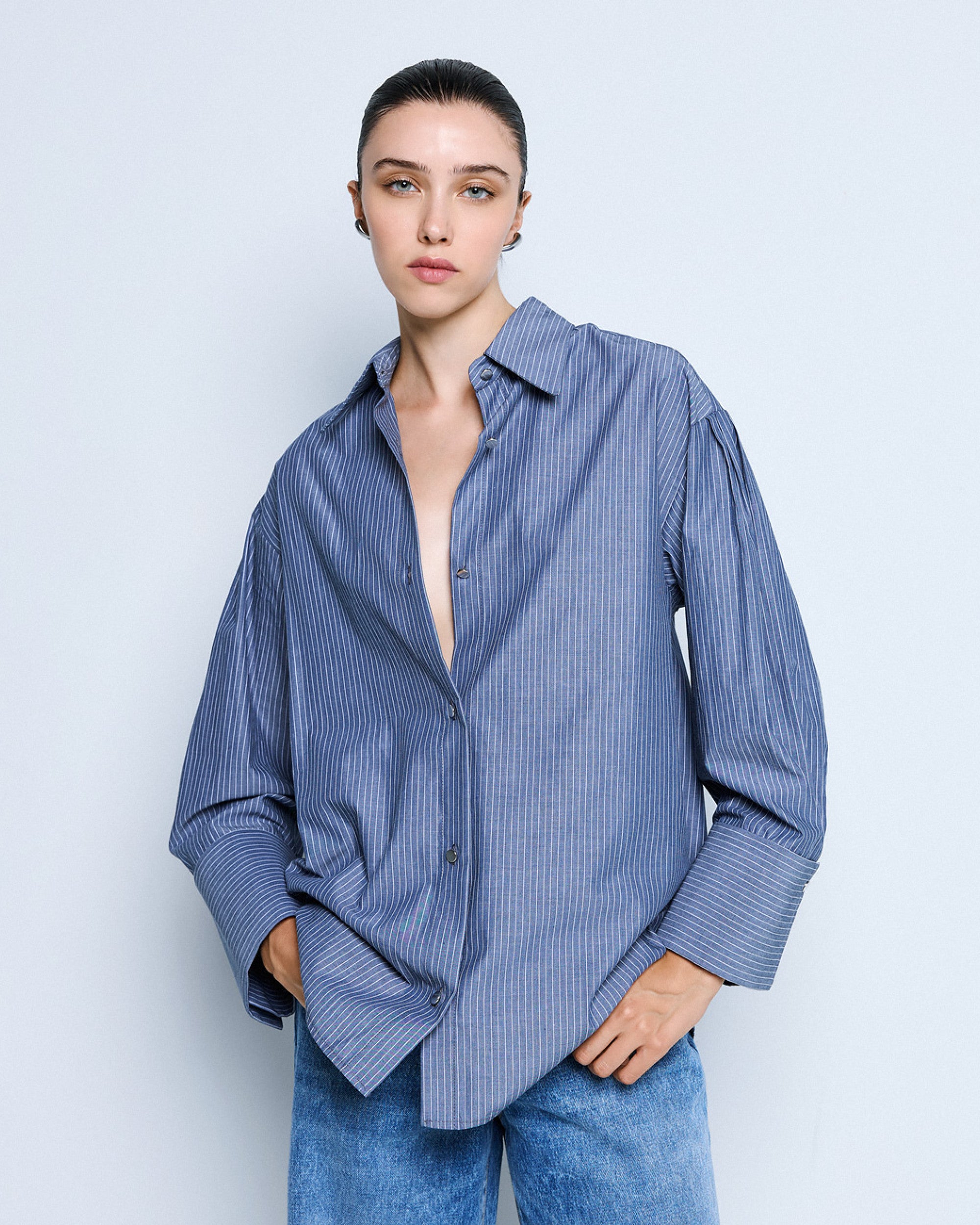 Long Striped Shirt Blue