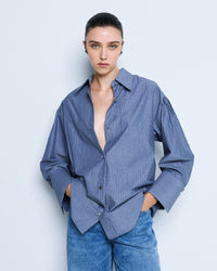Long Striped Shirt Blue