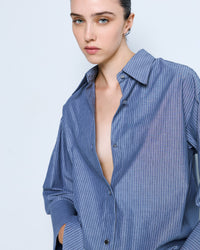 Long Striped Shirt Blue