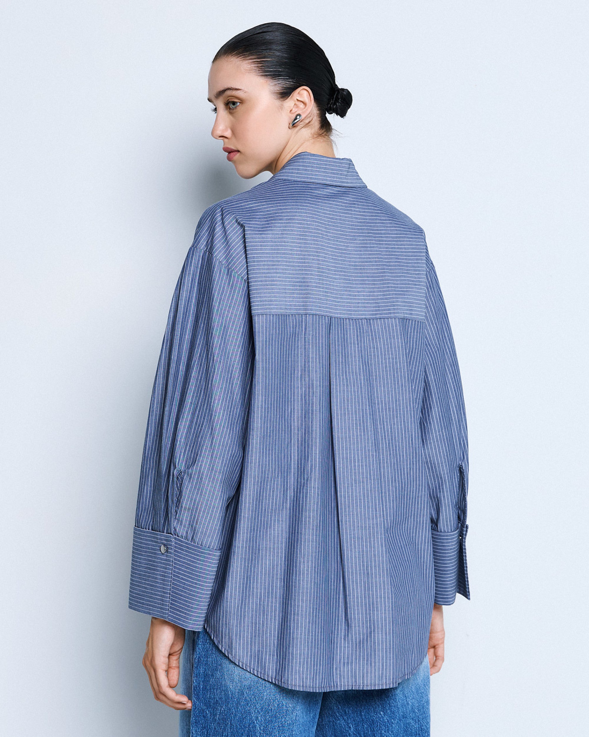 Long Striped Shirt Blue