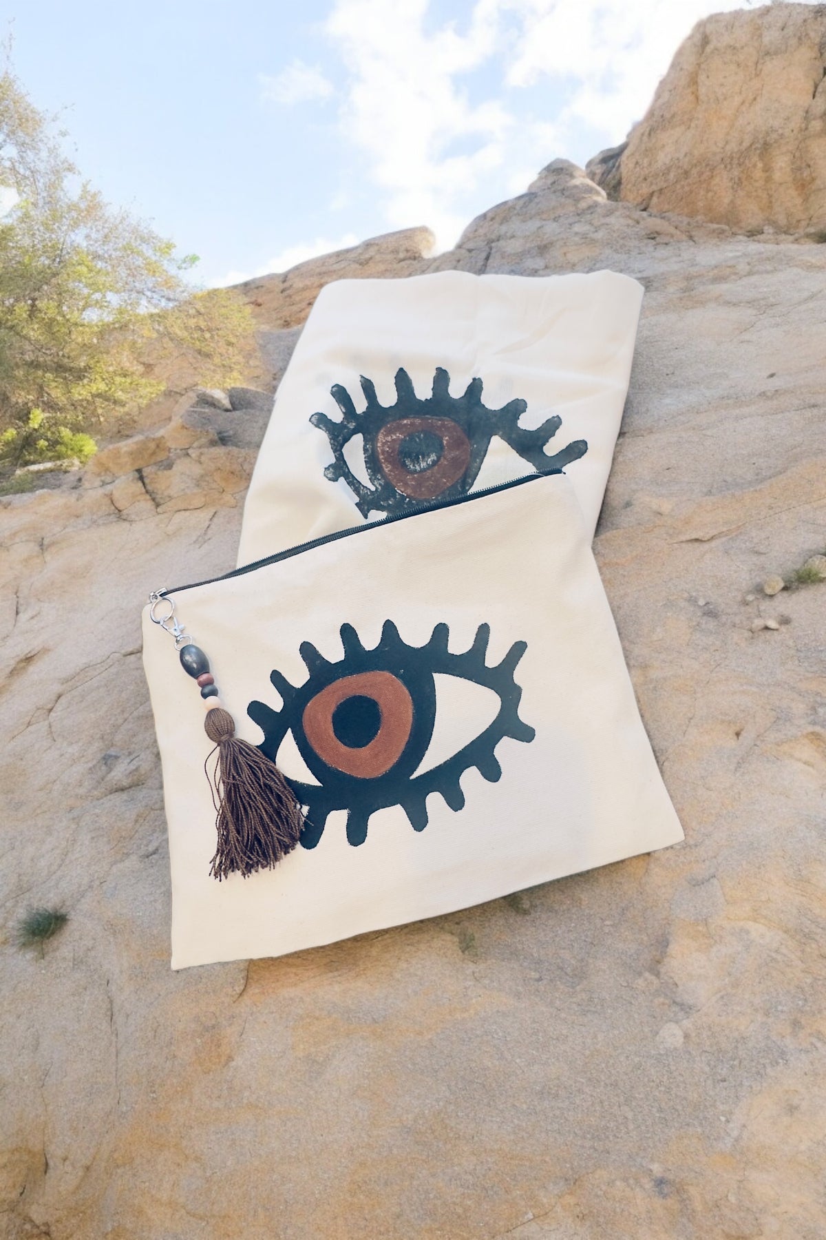 Brown Evil Eye Set Clutch + Beach Towel
