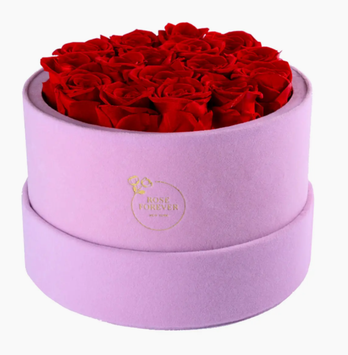 Pink Suede Box with Red 16 Roses