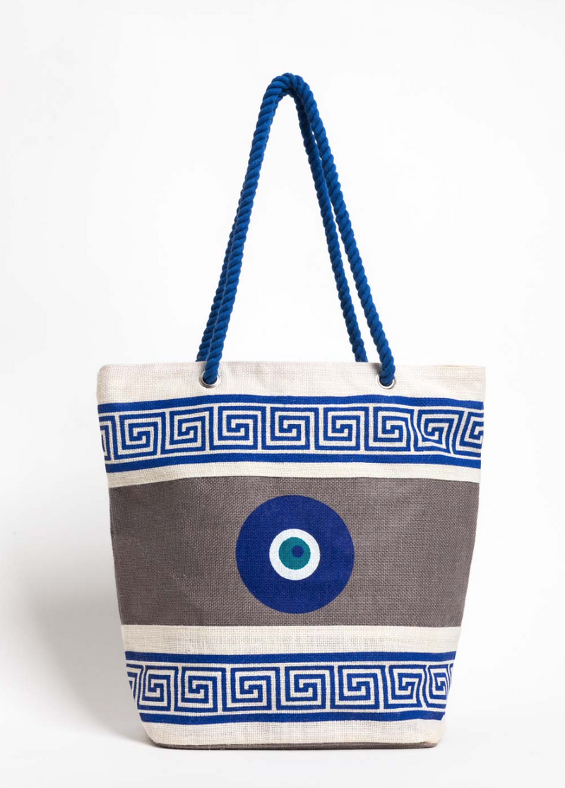 Evil Eye Meandro Beach Bag With Rope Handles