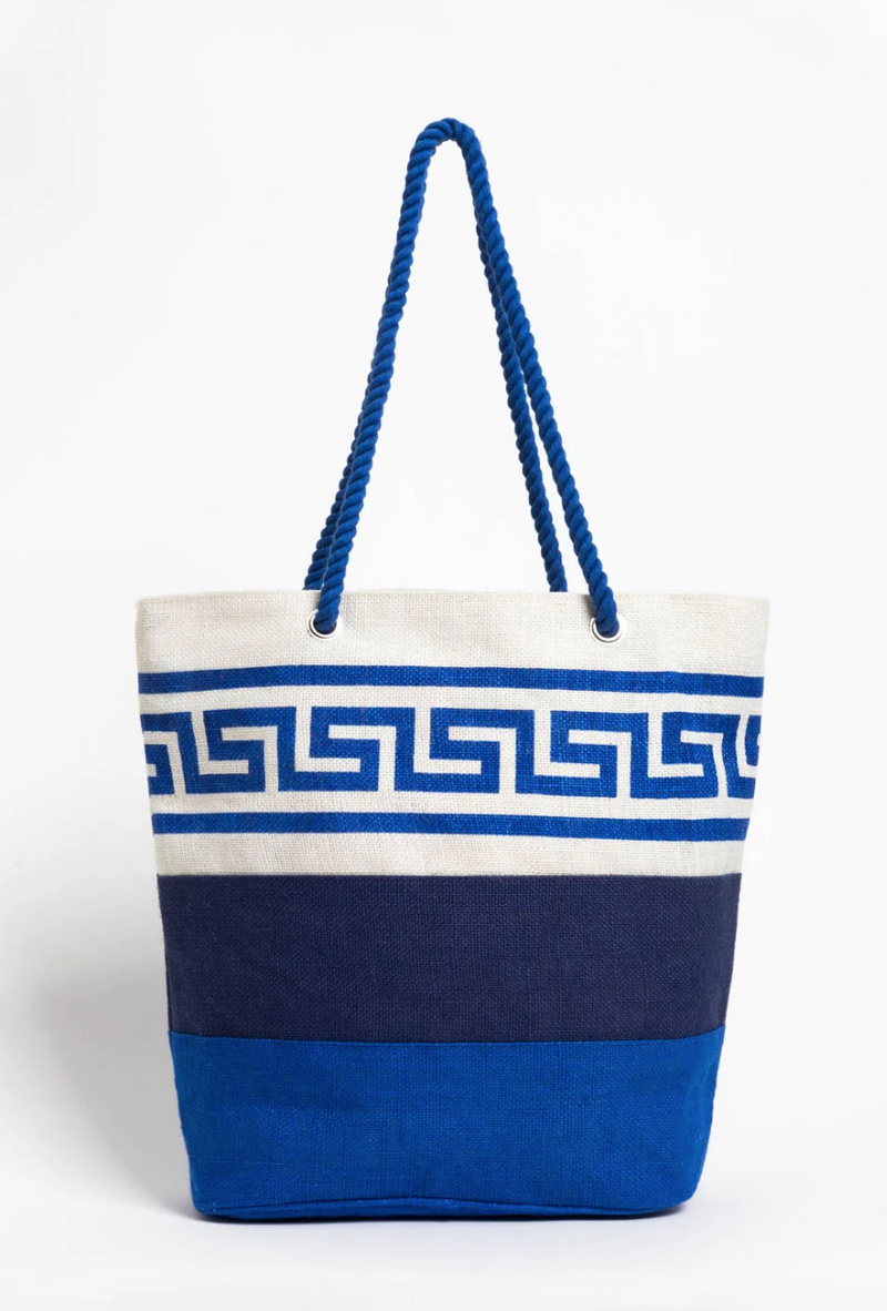 Navy Blue Meandros Beach Bag