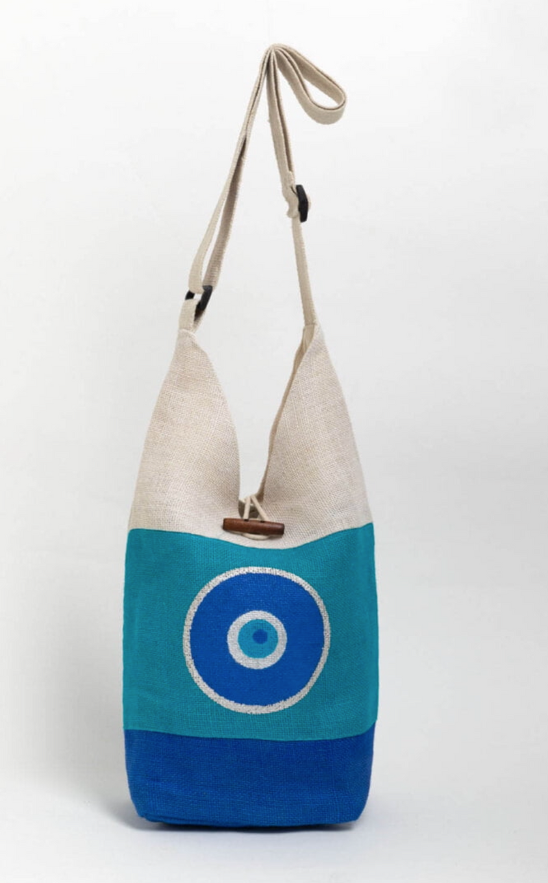 Evil Eye Girly Bag With White - Turquose