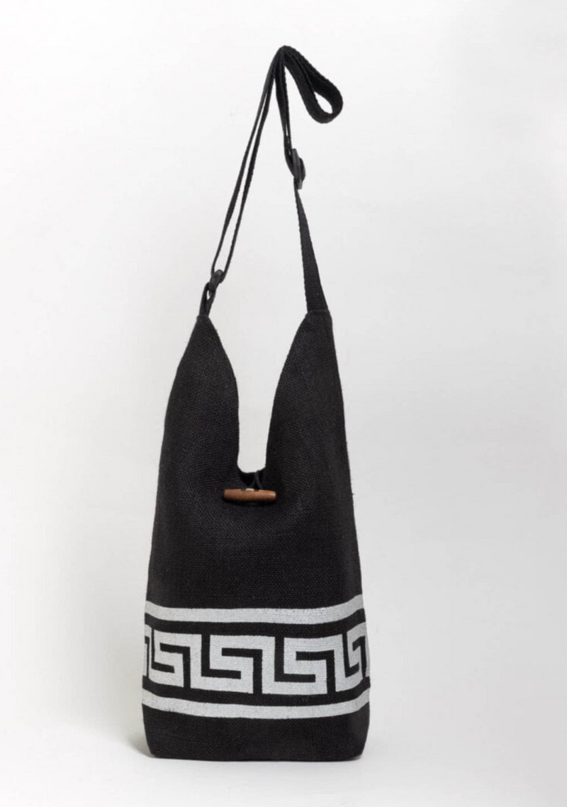 Black Girly Bag With White Meandors