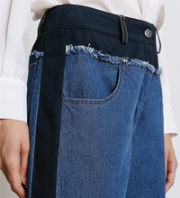 Denim pants with detailed waistband