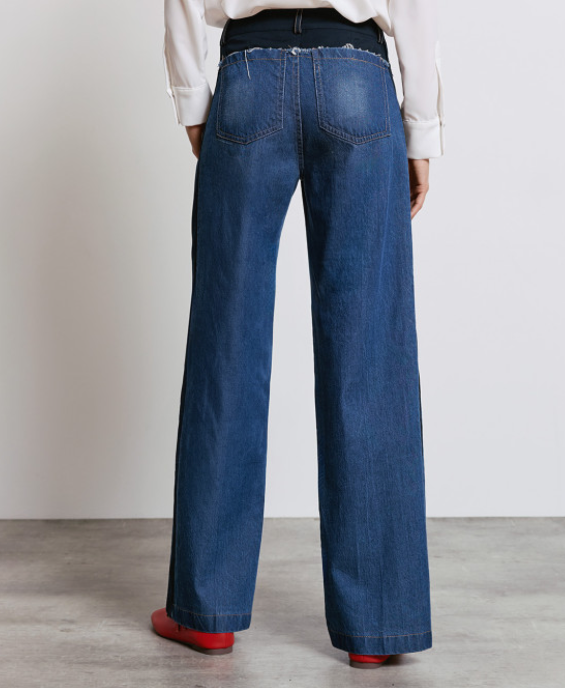 Denim pants with detailed waistband