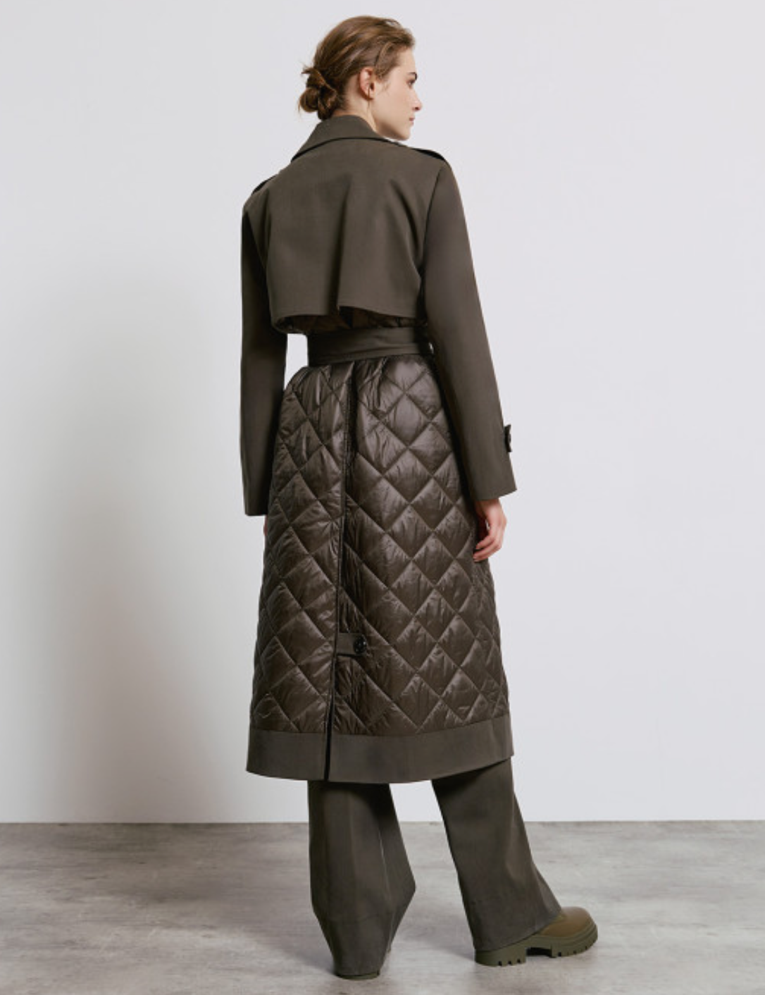 Trench coat with quilted details