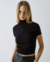 Short-sleeve turtleneck knitted top