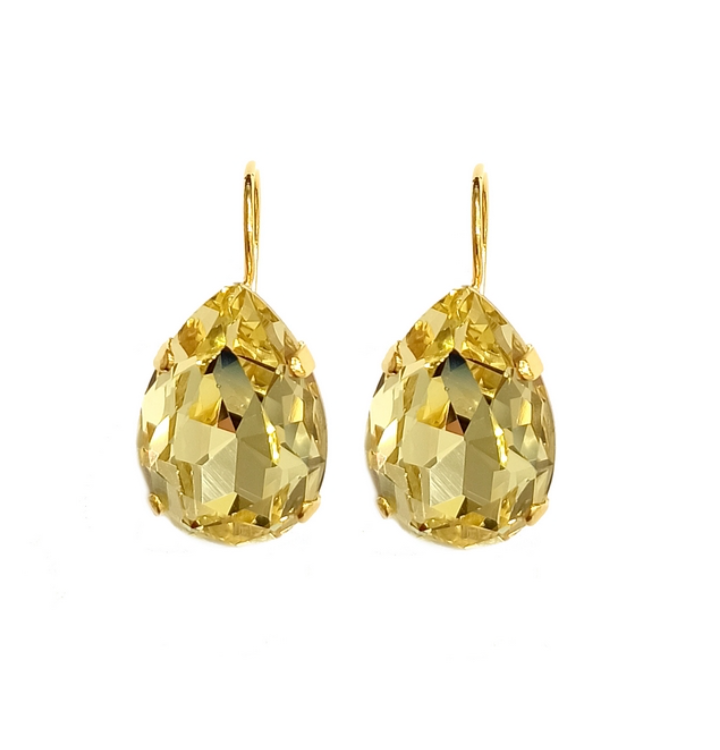 Tear Drop Yellow Stone Earrings