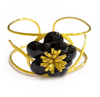 Black Camellia Flower Bangle