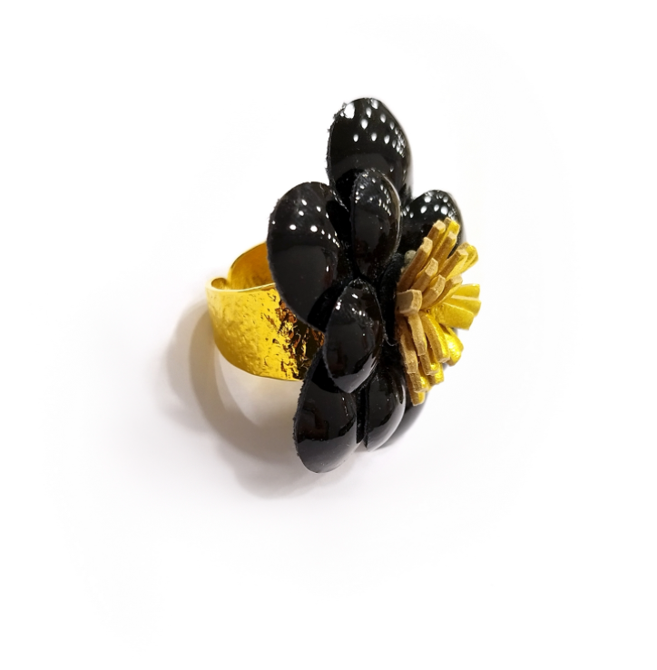 Black Camellia Ring