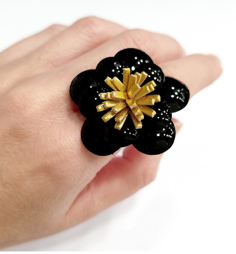 Black Camellia Ring