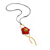 Red Flower Camellia Pendant