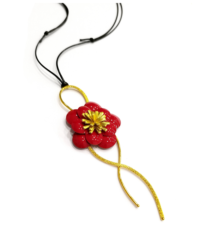 Red Flower Camellia Pendant