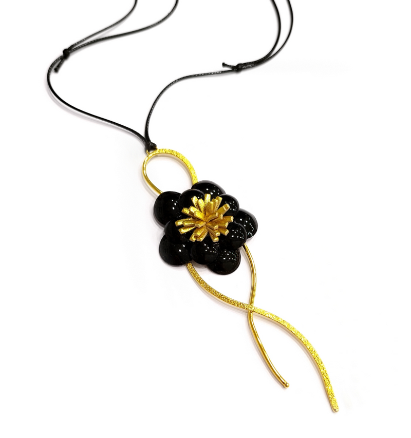 Black Flower Camellia Pendant