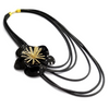 Large Black Camellia Flower Necklace