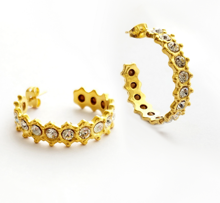 Clear CZ Crtstal Hoop Earrings