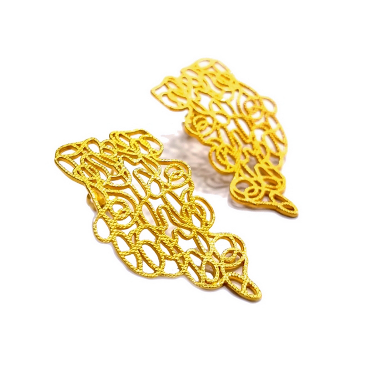 Gold Metal Mesh Earrings