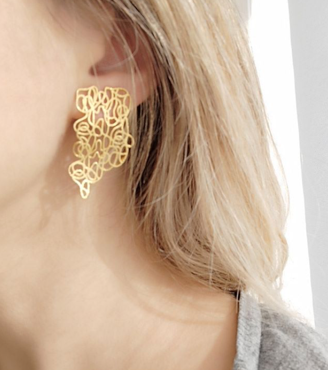 Gold Metal Mesh Earrings