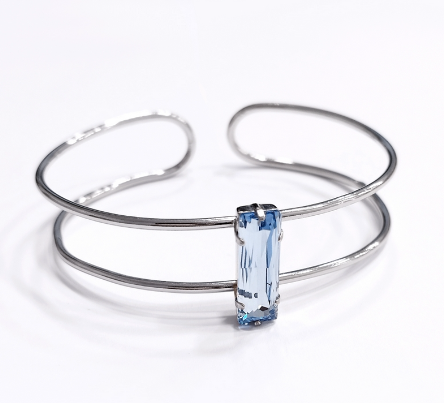 Rectangle Light Blue Crystal Bangle