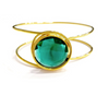 Round Green Crystal Bangle Gold