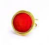 Round Orange-Red Crystal Ring