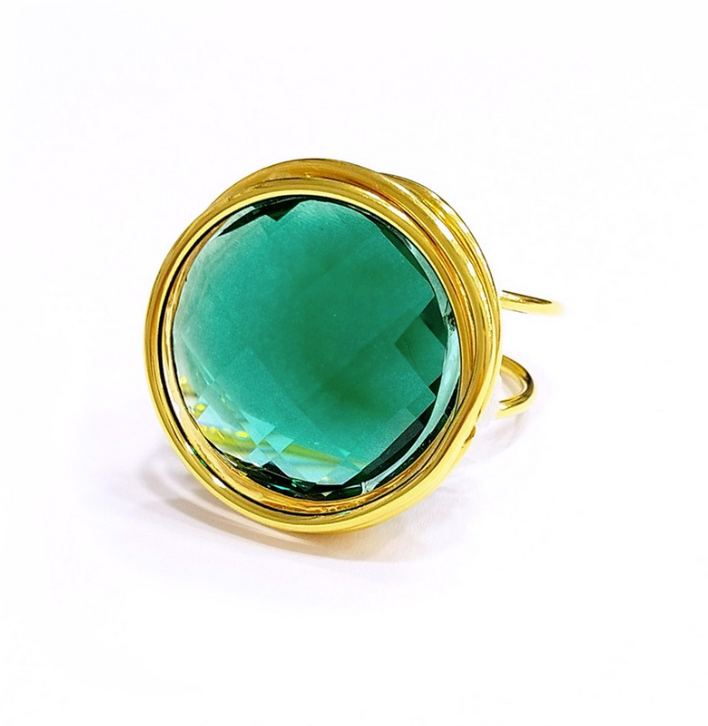 Round Green Crystal Ring