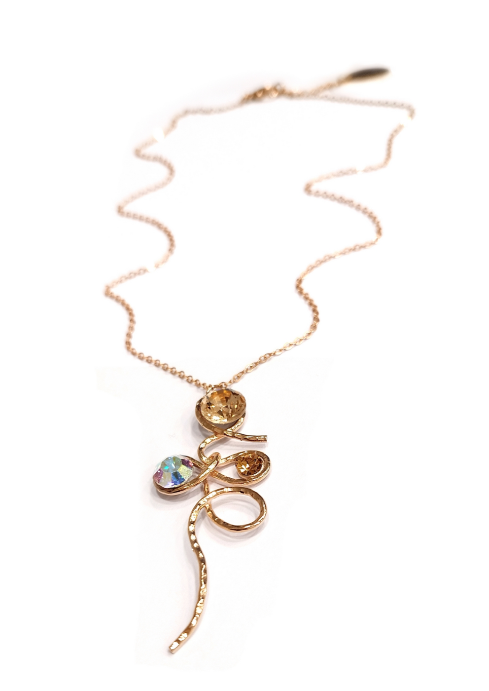 Venus Rose Gold Pendant Chain With Crystals