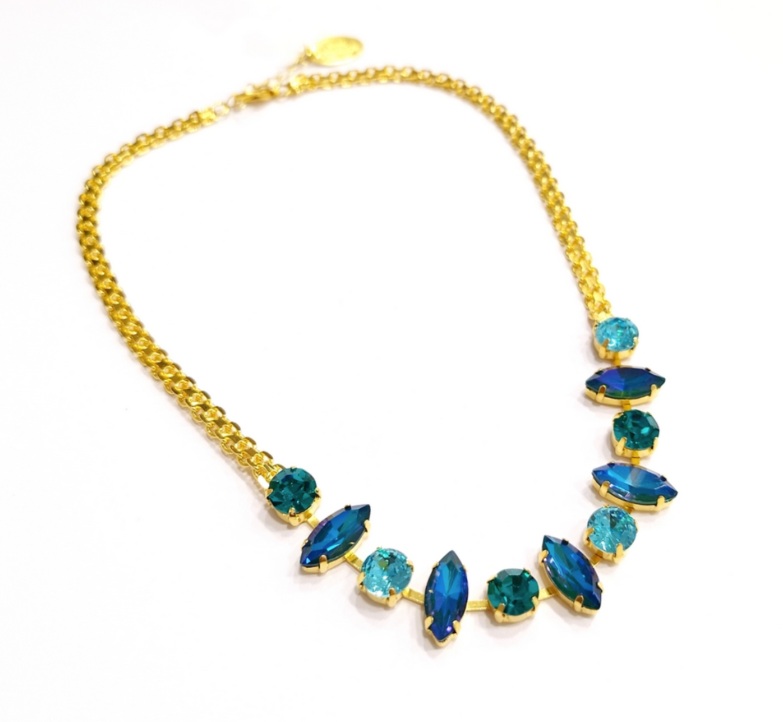 Fantasy Large Crystal Necklace Turquoise