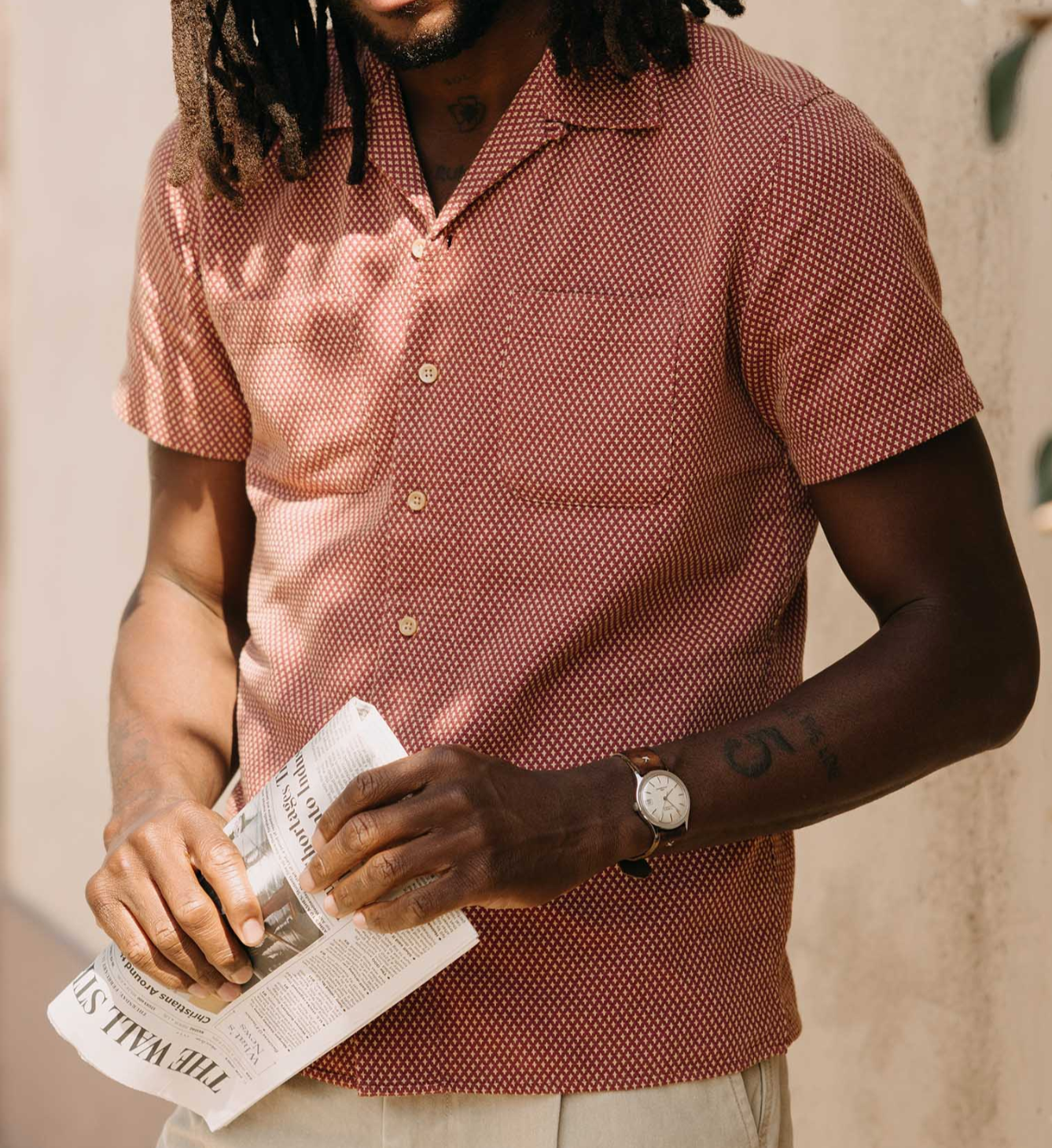 The Conrad Short Sleeve Shirt Fired Brick Dobby