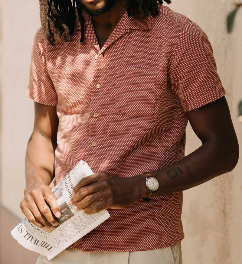 The Conrad Short Sleeve Shirt Fired Brick Dobby