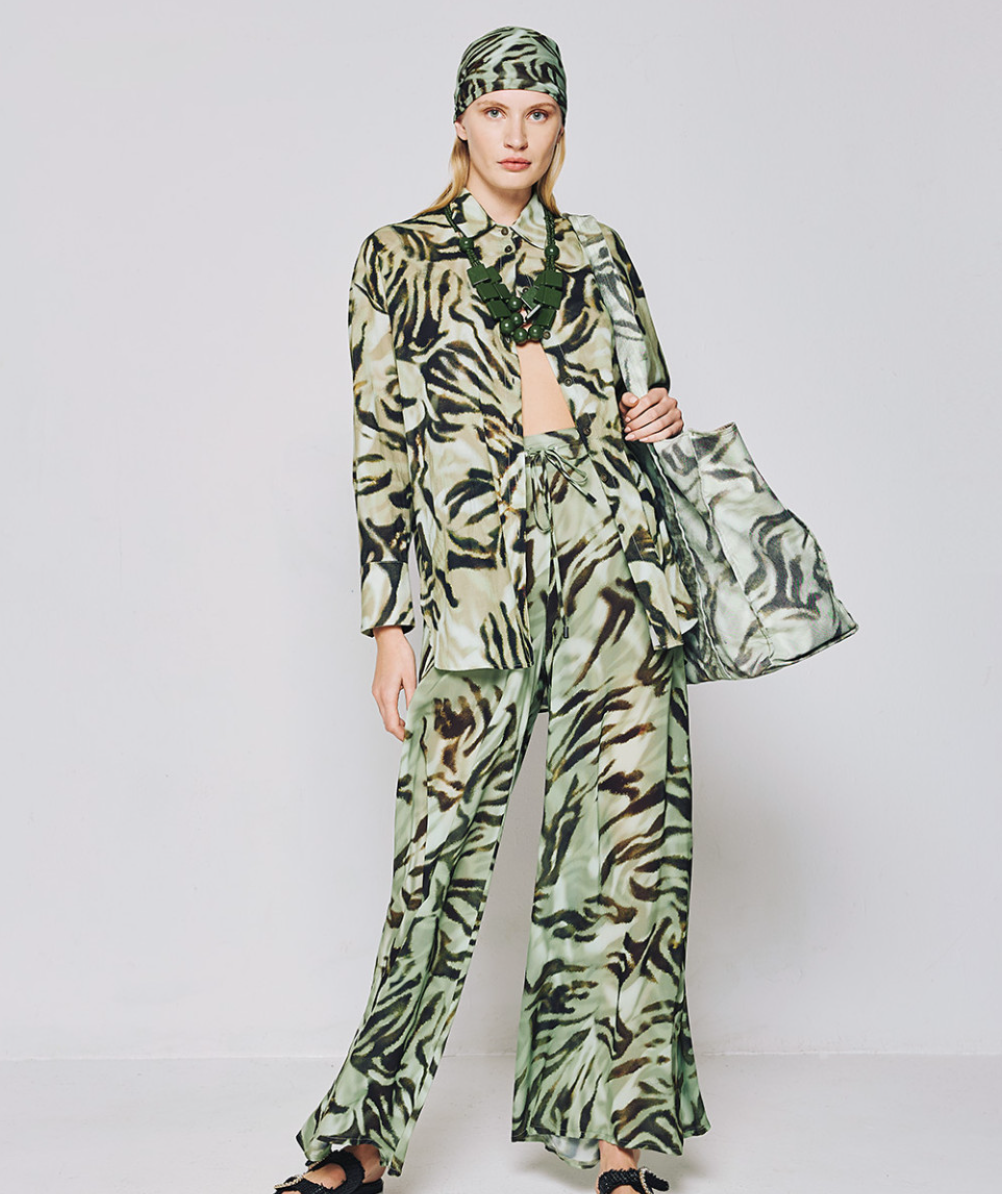 Matcha Oversized Shirt With Pants Set
