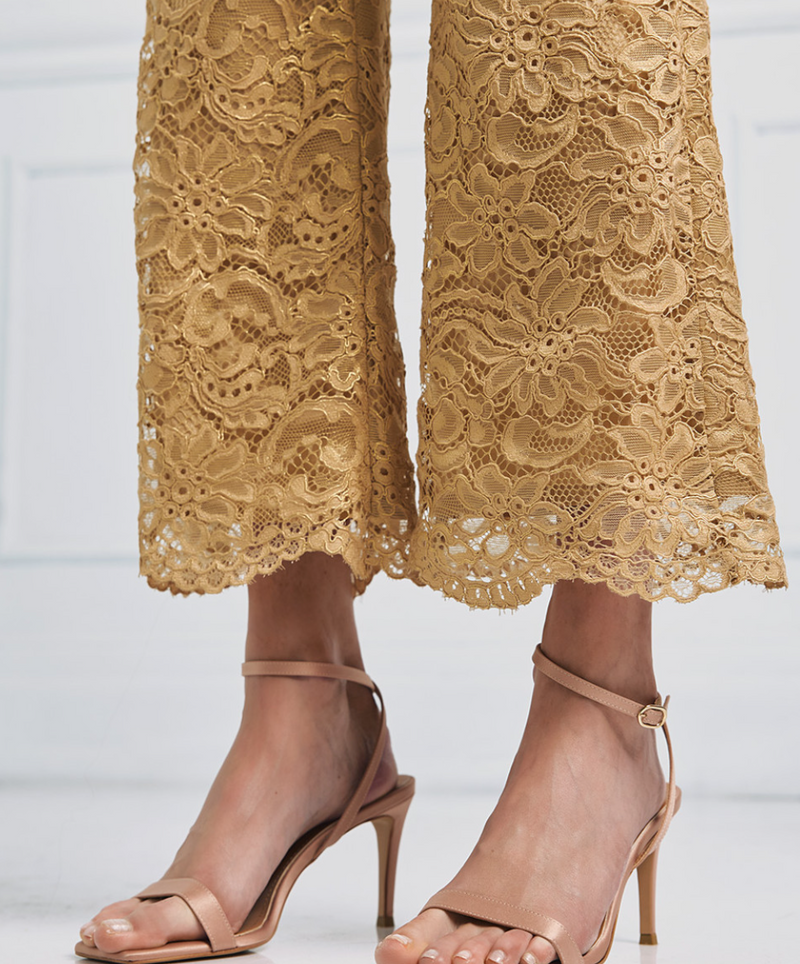 Cropped Metallic Lace Top And Pants