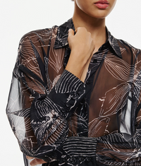 Flora Black Sheer Blouse