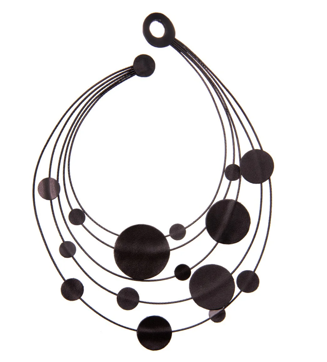 Celestial Elegance Leather Orbit Necklace