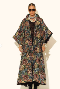 Oversized Borcade Maxi Coat With Floral