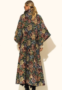 Oversized Borcade Maxi Coat With Floral