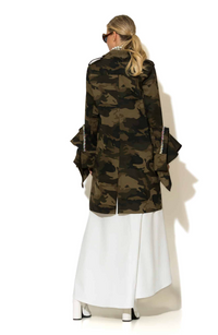 Crystal Embellished Oversized Camo Jacket