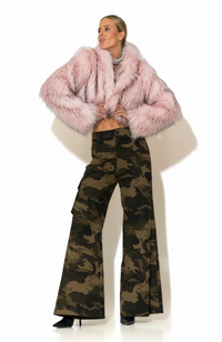 Crystal embellished Camo Print Wide-Leg Pants