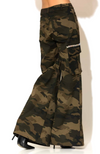 Crystal embellished Camo Print Wide-Leg Pants