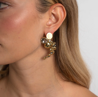 Groove Brass Velvet Crystal Earrings
