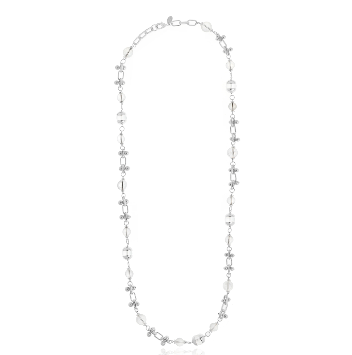 Liuce Long Necklace Rhodium Plated