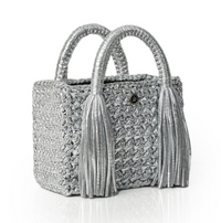 Ostria Metallic Silver Crochet Tote Bag