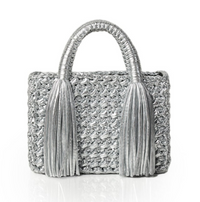 Ostria Metallic Silver Crochet Tote Bag