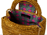Ariel Raffia Metallic Gold Crochet Crossbody Bag