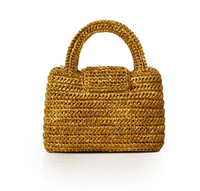 Ariel Raffia Metallic Gold Crochet Crossbody Bag