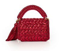 Seville Metallic Red Crochet Crossbody Bag Large